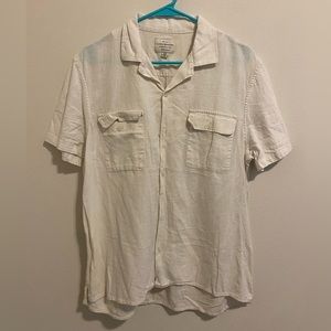 Lucky Brand men’s linen button up short sleeve white shirt medium